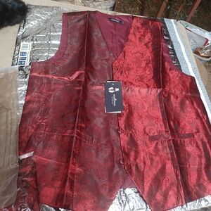 Elegant Red Paisley Vest